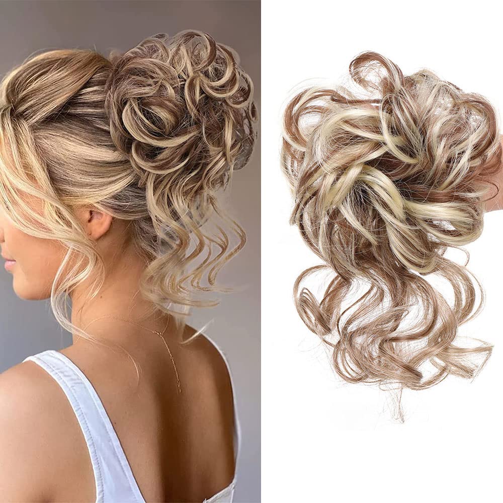 Tadipri Dutt-Haarteil Mit Gummiband – Voluminöser Messy Bun Für Hochsteckfrisuren | Dunkelbraun Gelockt