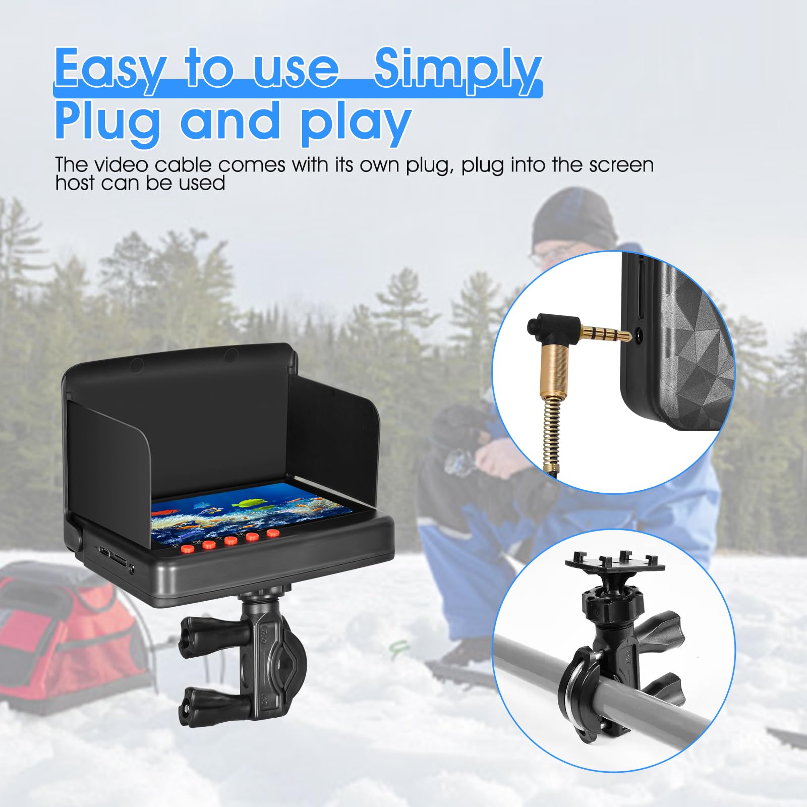 Caméra de pêche sous-marine portable DVR, détecteur de poisson vidéo avec moniteur LCD HD de 9 pouces, caméra 1080p, pour lac de glace, bateau de pêche, 24 lumières LED infrarouges et froides