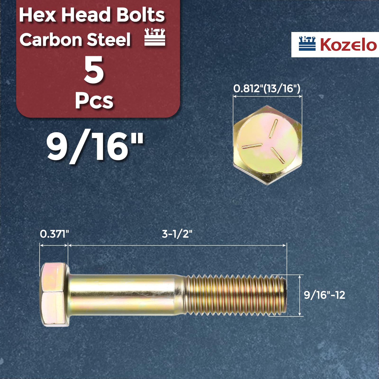 Kozelo 5 Pcs Hex Head Screws Bolts - Image 2