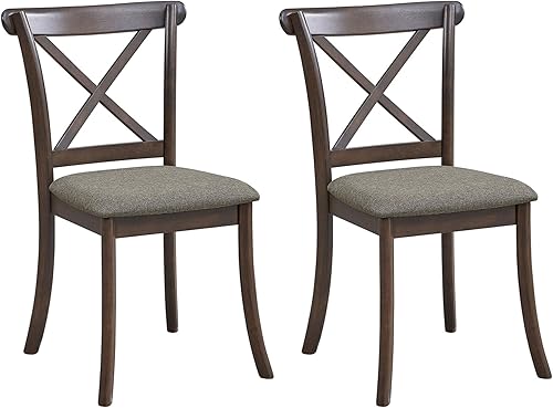 Miniatura 13 de Dining Chairs Set of 2, Table & Chair Sets, Modern Fabric Upholstered Kitchen Side Chairs, Cross Back Rubber Wood Farmhouse Dining Room Chairs with