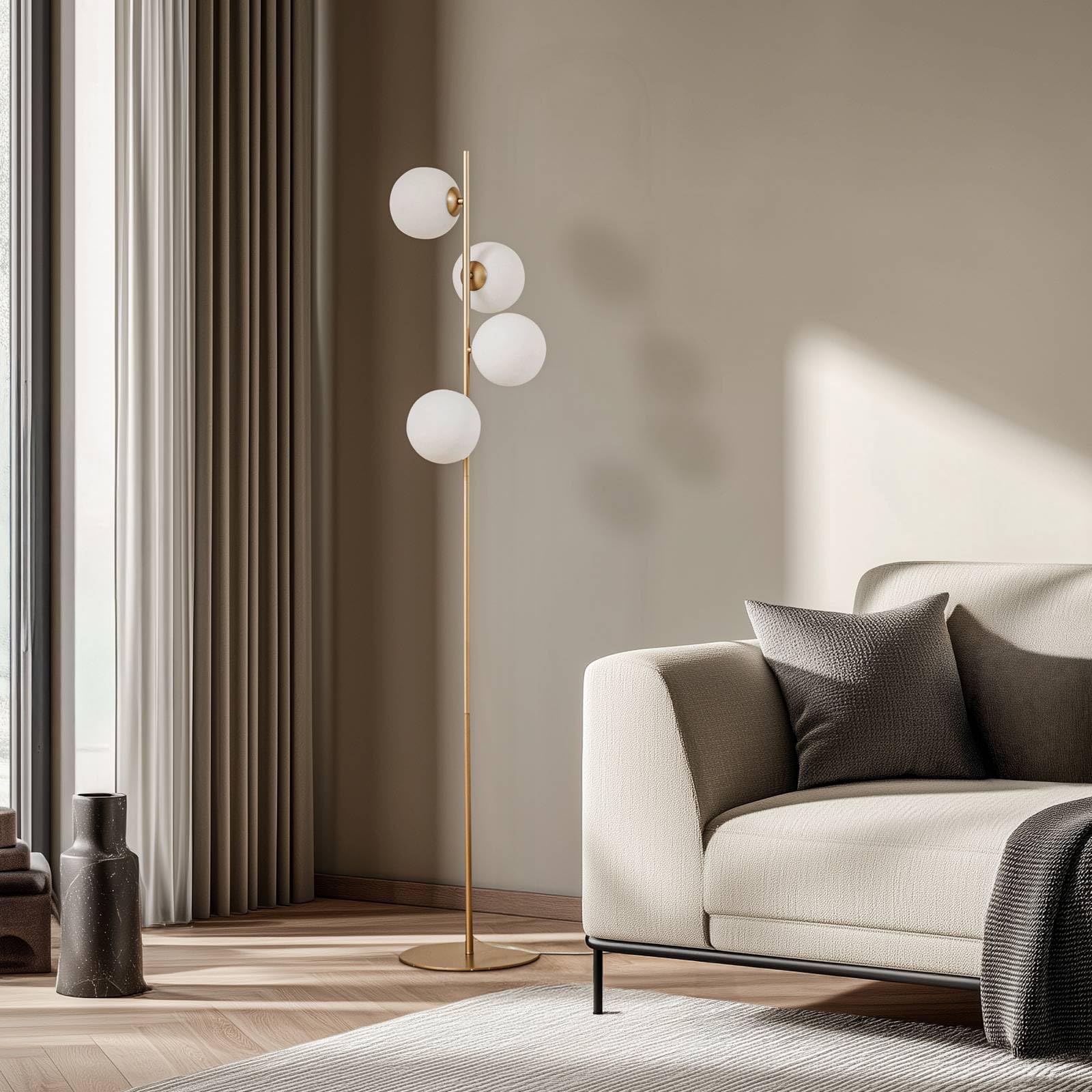 Lucande Stehlampe Isandro (Modern) in Gold/Messing aus Metall (4 flammig, G9) - Stehleuchte Standleuchte Floor Lamp Wohnzimmerlampe Wohnzimmerleuchte