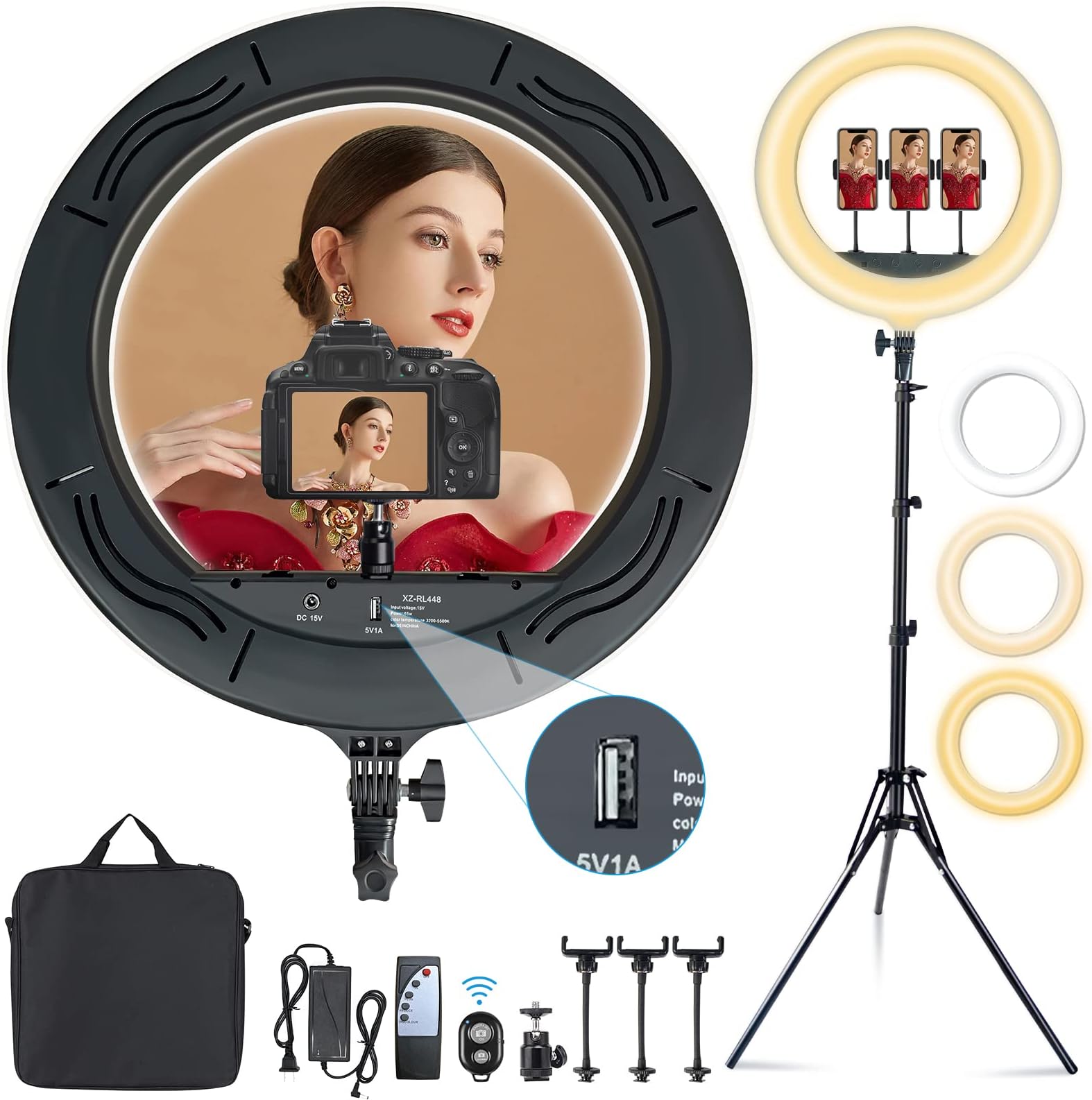 2023 Upgrade MOUNTDOG 18" Ring Light Kit 55W Bluetooth LED