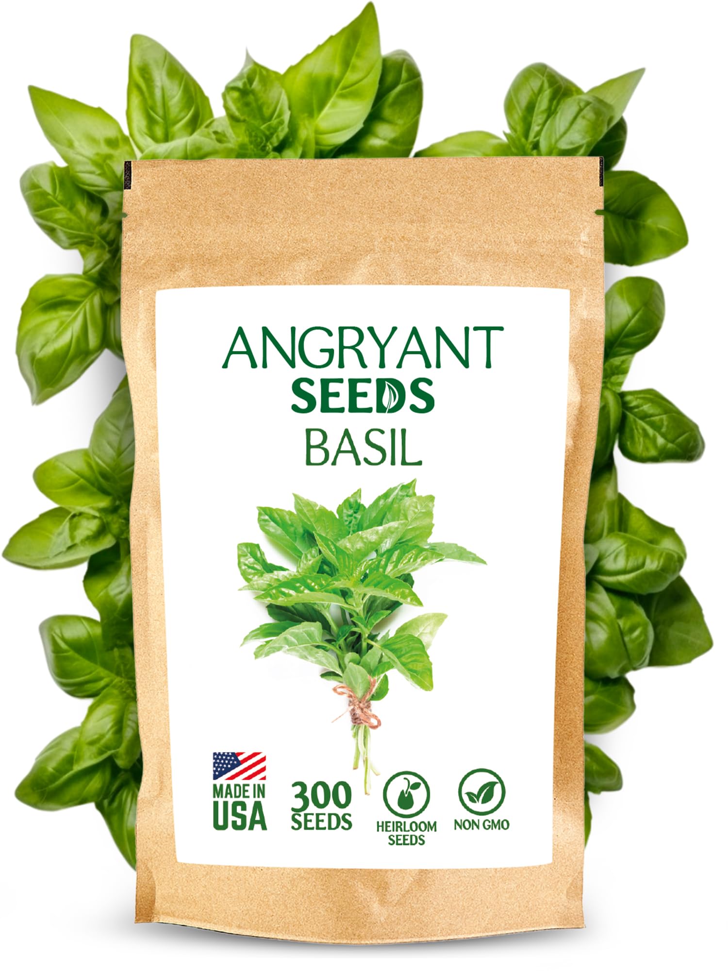 Basil Seeds for Planting Herb Garden - Heirloom, Non-GMO Seeds - 100% USA Grown - Easy to Grow - Pack Includes 300 Seeds Suitable for Indoors, Outdoors and Hydroponic - High Germination Rate
