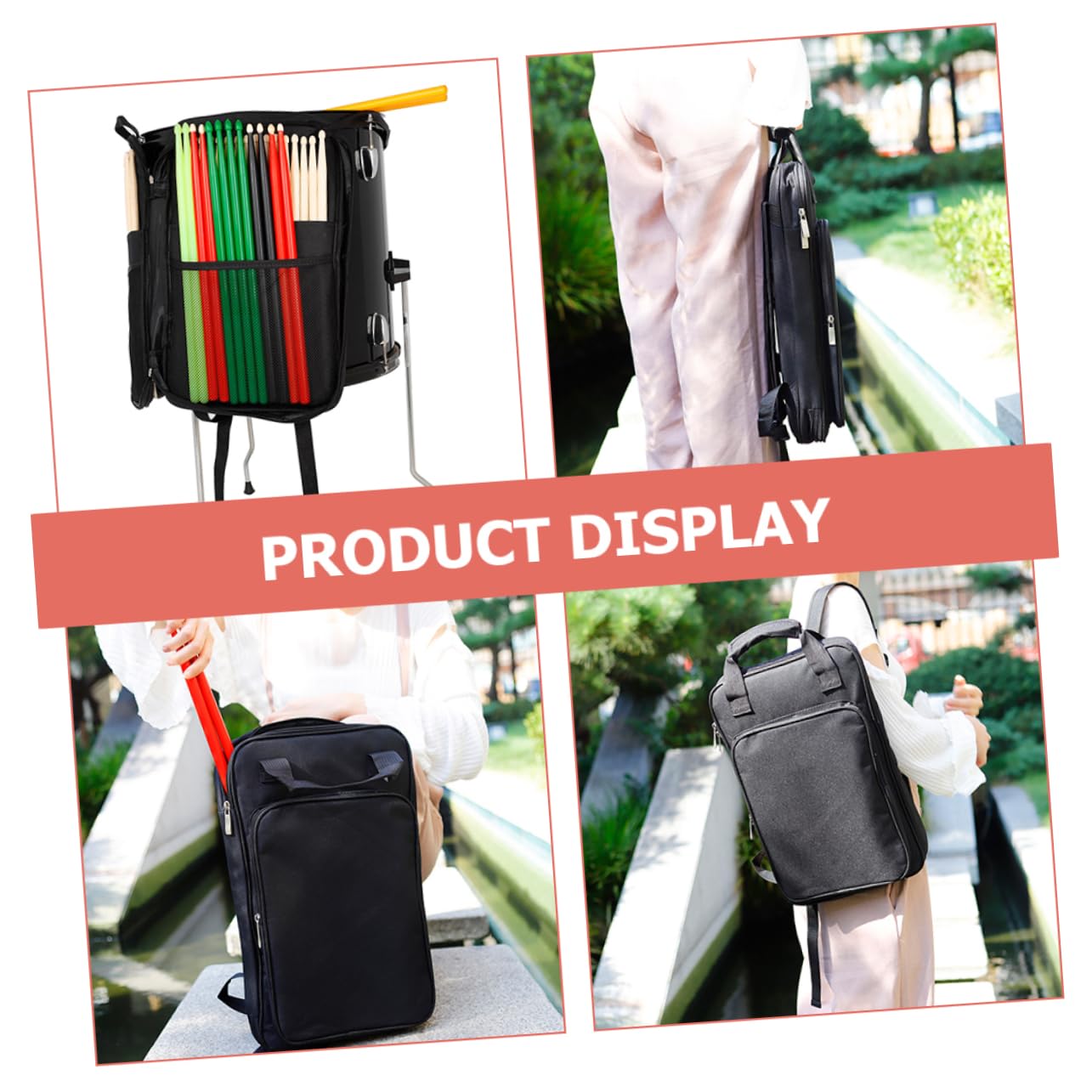 Borsa per Bacchette da Batteria Imbottitura in Cotone Oxford Custodia Portatile Facile da Trasportare per Batteristi a Sale Prove