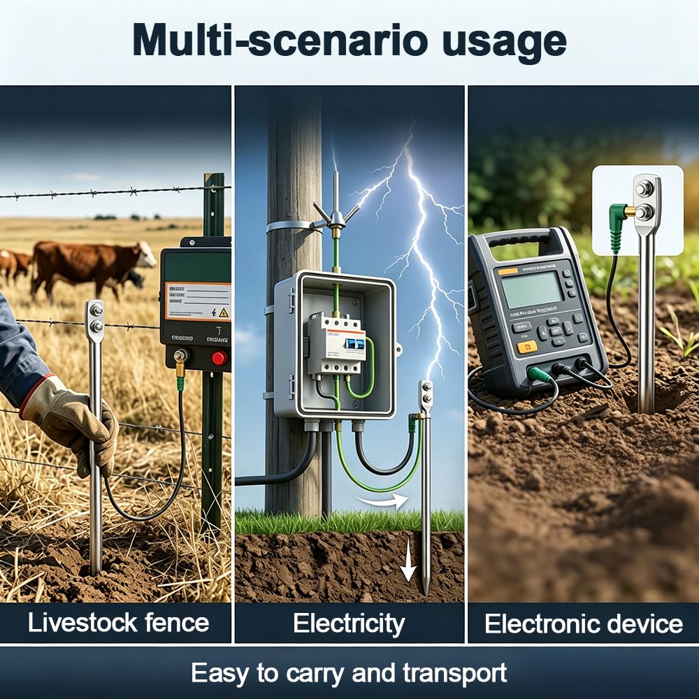 Erdungsstab für Weidezaungerät, Messing/Verzinkter Erdpfahl für Elektrozaun