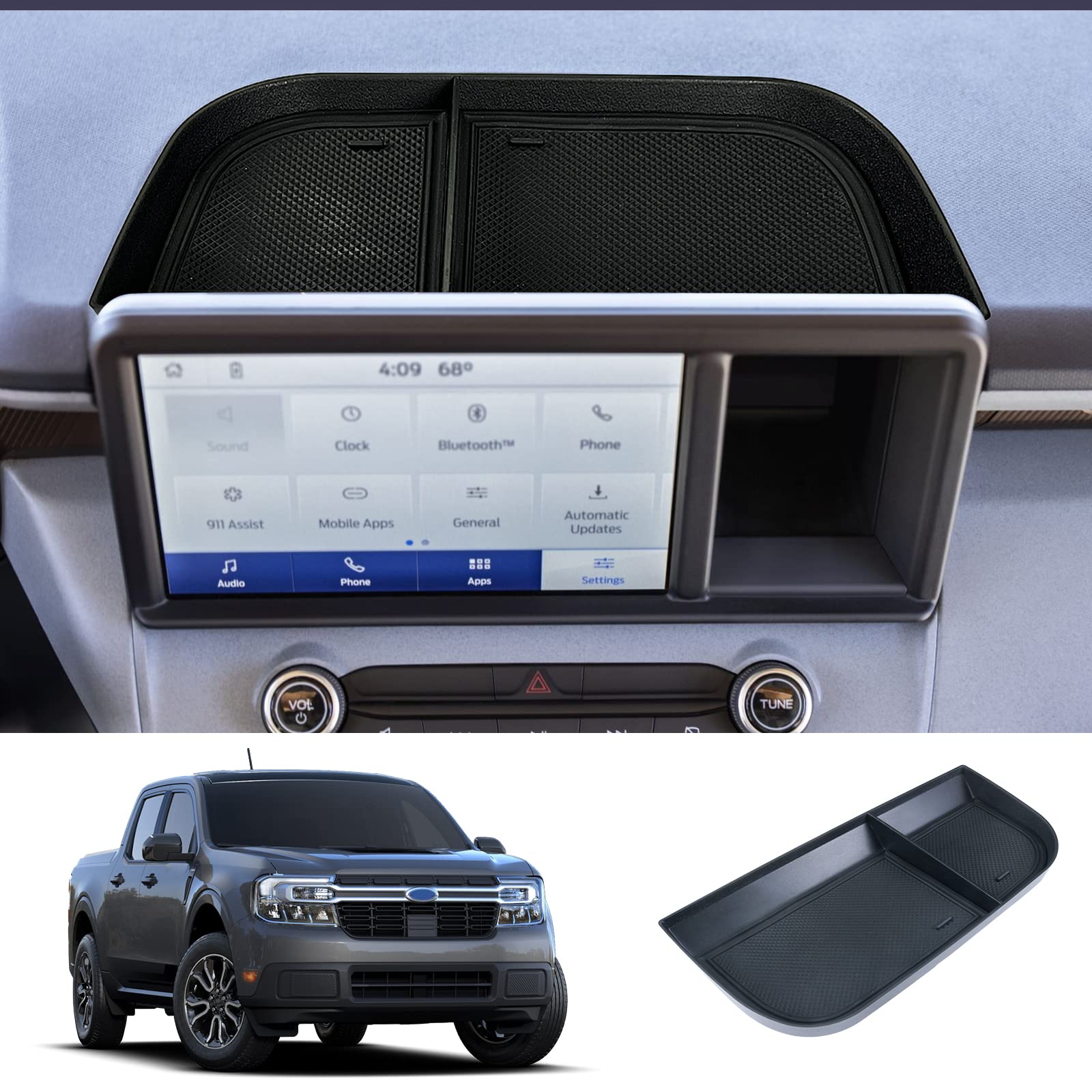 LUWU for 2022 2023 Ford Maverick Dashboard Center Console Organizer 2022 Maverick Armrest Storage Box Armrest Organizer 2023 Maverick Console Organizer Maverick XL ABS Insert Tray Maverick Accessories