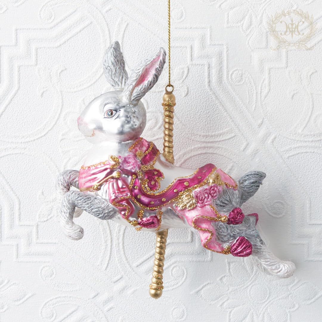 Amazon.co.jp: ガラスカルーセルラビットオーナメント クリスマス