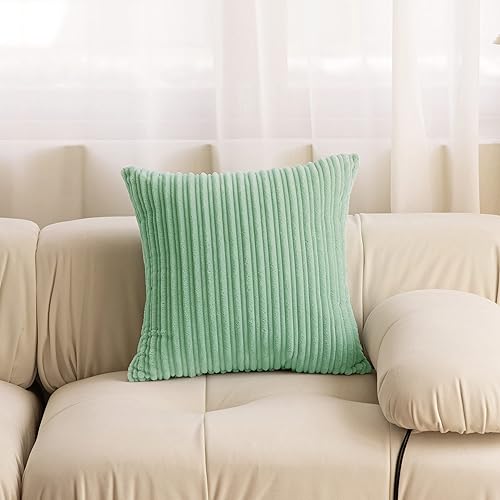 Miniatura 6 de Kevin Textile - Fundas de almohada de terciopelo con tiras decorativas de primavera, juego de 2 fundas de cojín para sofá, dormitorio, auto, con