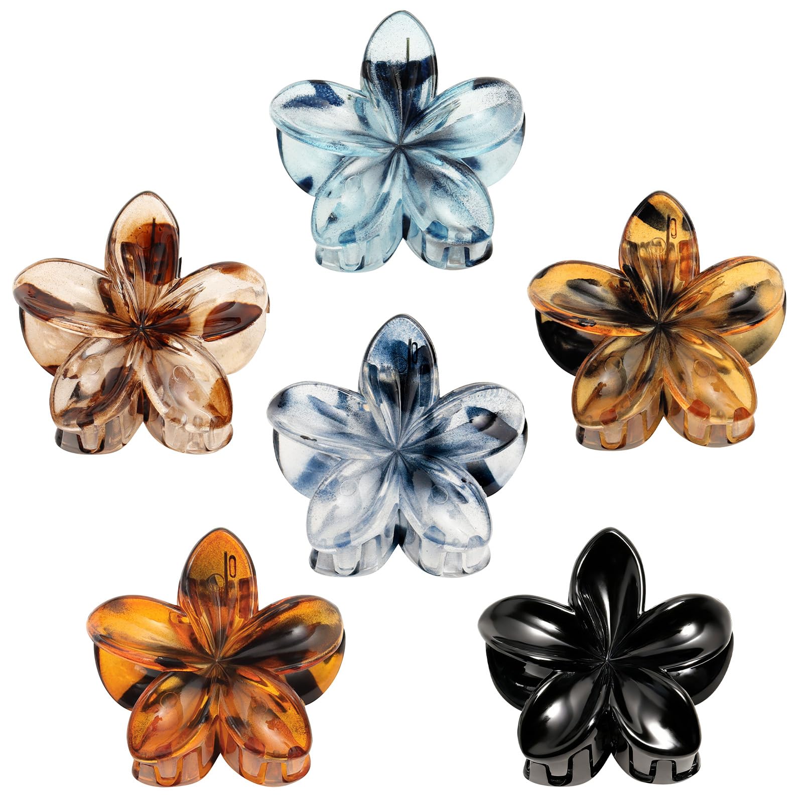Blooms 6 Stück Haarklammer Blume Klein, Hawaii Haarklammern Blumen Matt Haarspangen Damen Rutschfeste Blumenklammern Mädchen Hair Clip Blumen Spange für Hochzeit Strand Party Pool Urlaub