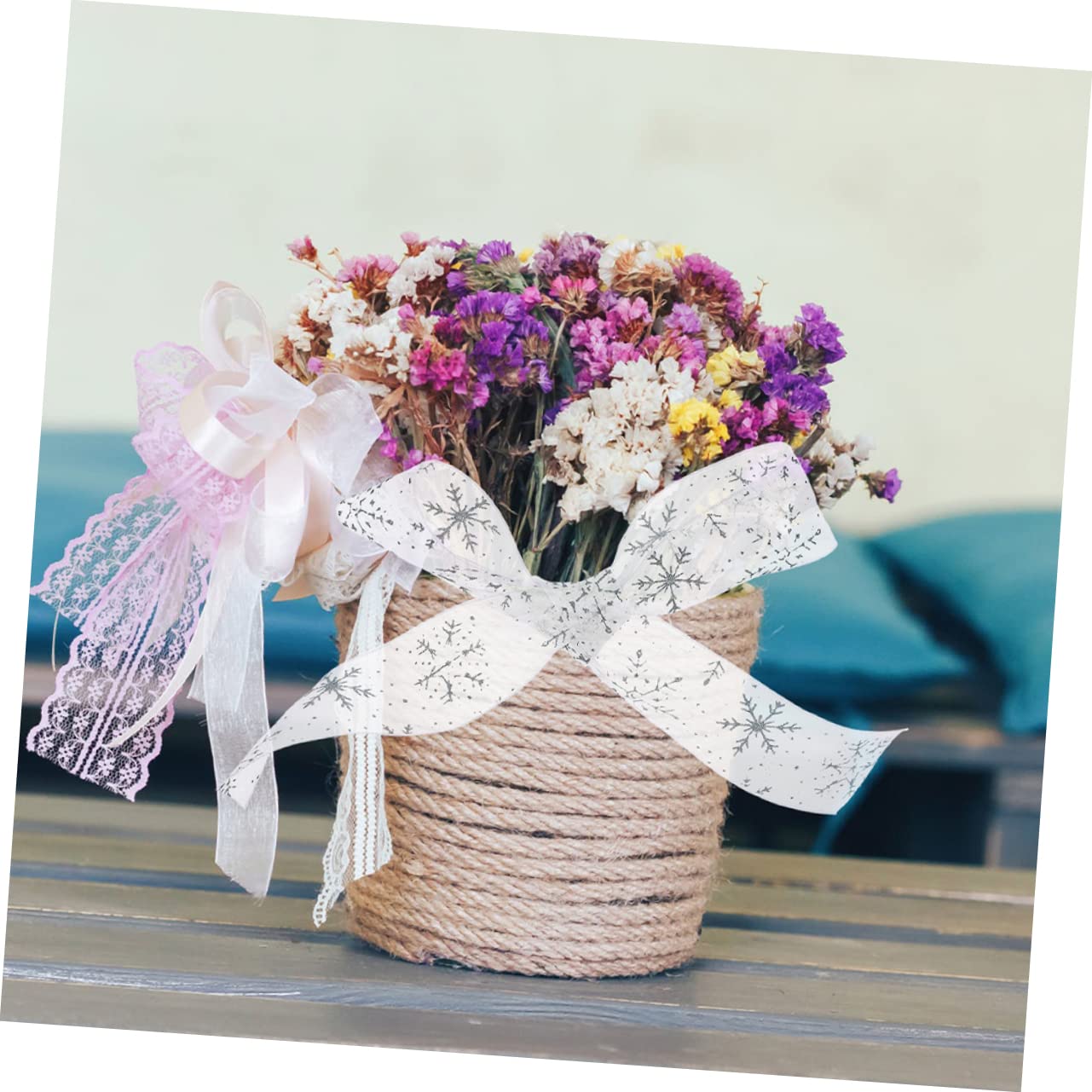 Lurrose 4 Rollen Schleife seidenband ribbon weihnchtsdeko geschenkeband schienbeinschoner tape Weihnachtsbaumband Geschenkband Bänder zum Basteln weihnachtsband Polyester Silver