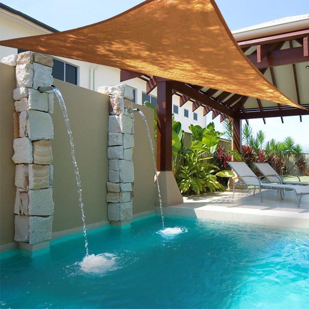 EFFT Life 20' x20'x 20' Sun Shade Sail Triangle Canopy Awning Shelter Fabric Cloth Permeable UV Block Fabric Durable Heavy Duty Commercial Grade Outdoor Patio Backyard Carport