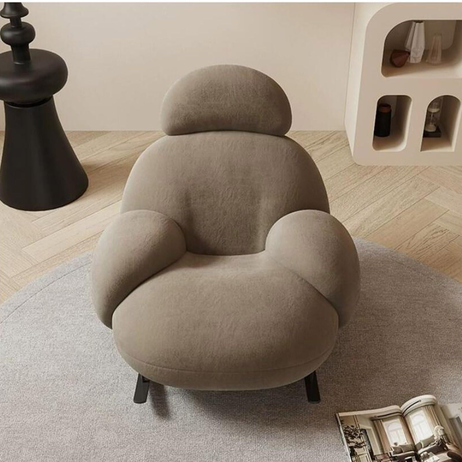 Sofá Perezoso, Mecedora Individual Súper Esponjosa Y Cómoda, Sillón De Ocio con Reposapiés, Adecuado For Balcón, Sala De Estar, Dormitorio, Patio(Khaki)