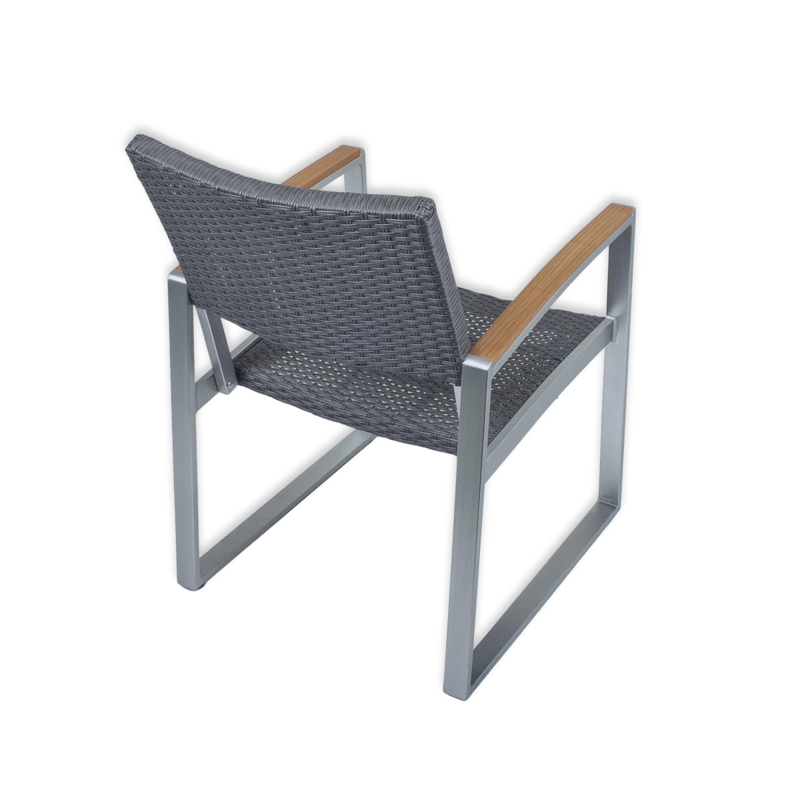Schauer AVERNA Tischgruppe 7-tlg. – Gartenmöbel Set mit Tisch 160cm Granitoptik & 6 Freischwinger Stühle Kunststoffgeflecht | Aluminium pulverbeschichtet grau | Armlehnen Nonwood Teak-Optik | Terrasse