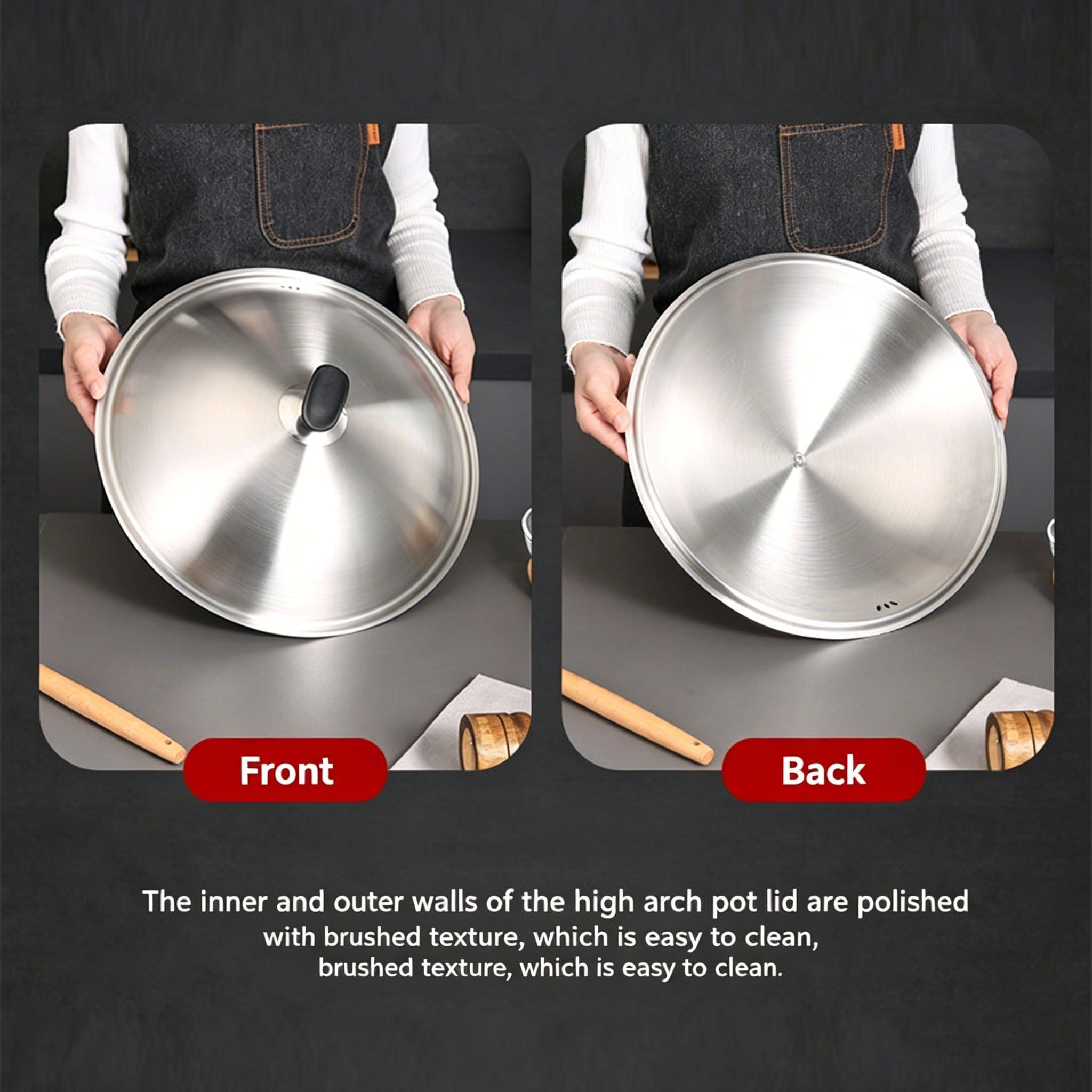 Tapa universal para sartenes y ollas, adecuada para todas las ollas, sartenes y woks de entre 30 cm y 38 cm, fabricada en acero inoxidable con un mango resistente al calor 32cm