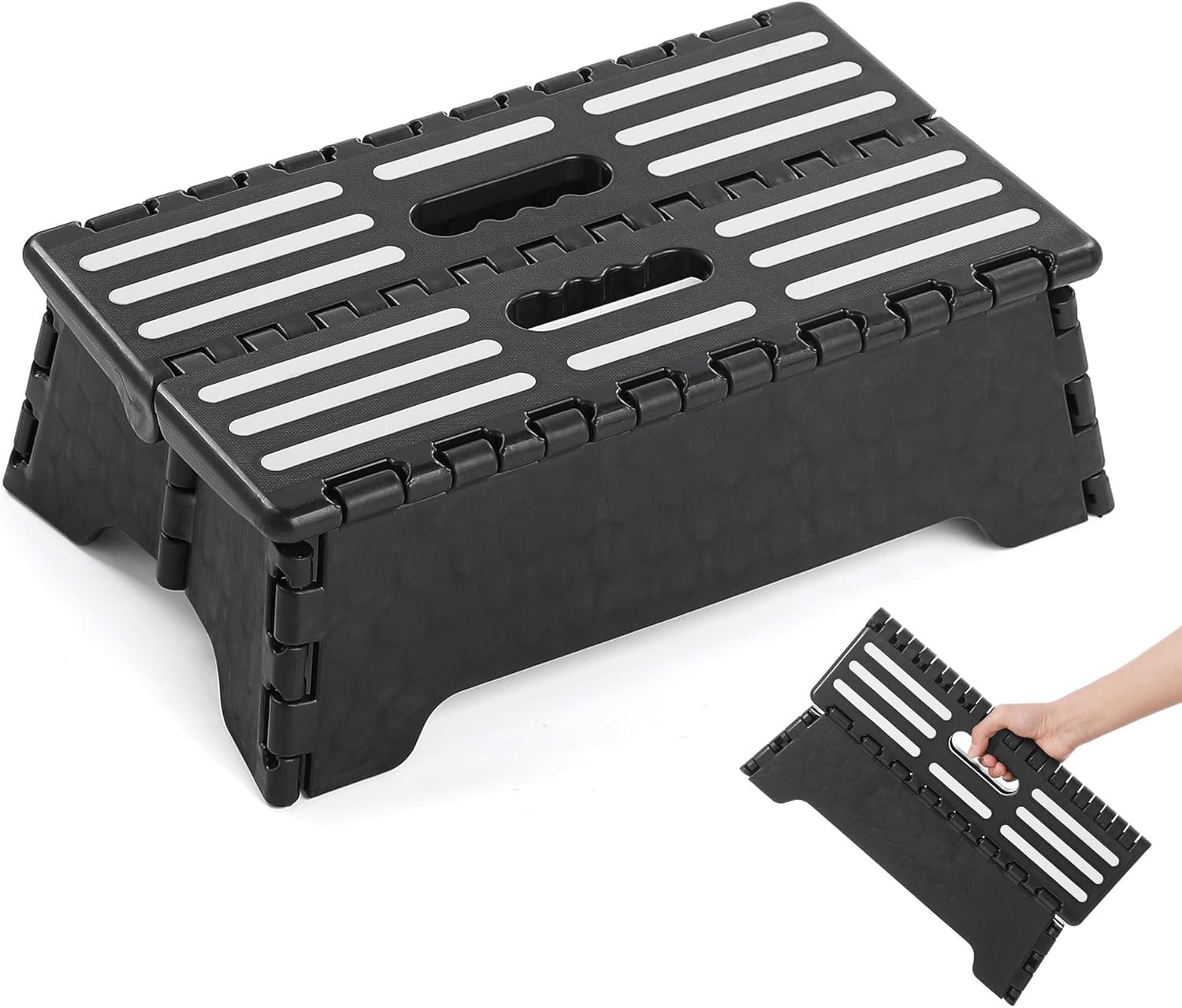 Tabouret pliant en plastique noir 38x22x13 cm pour adulte