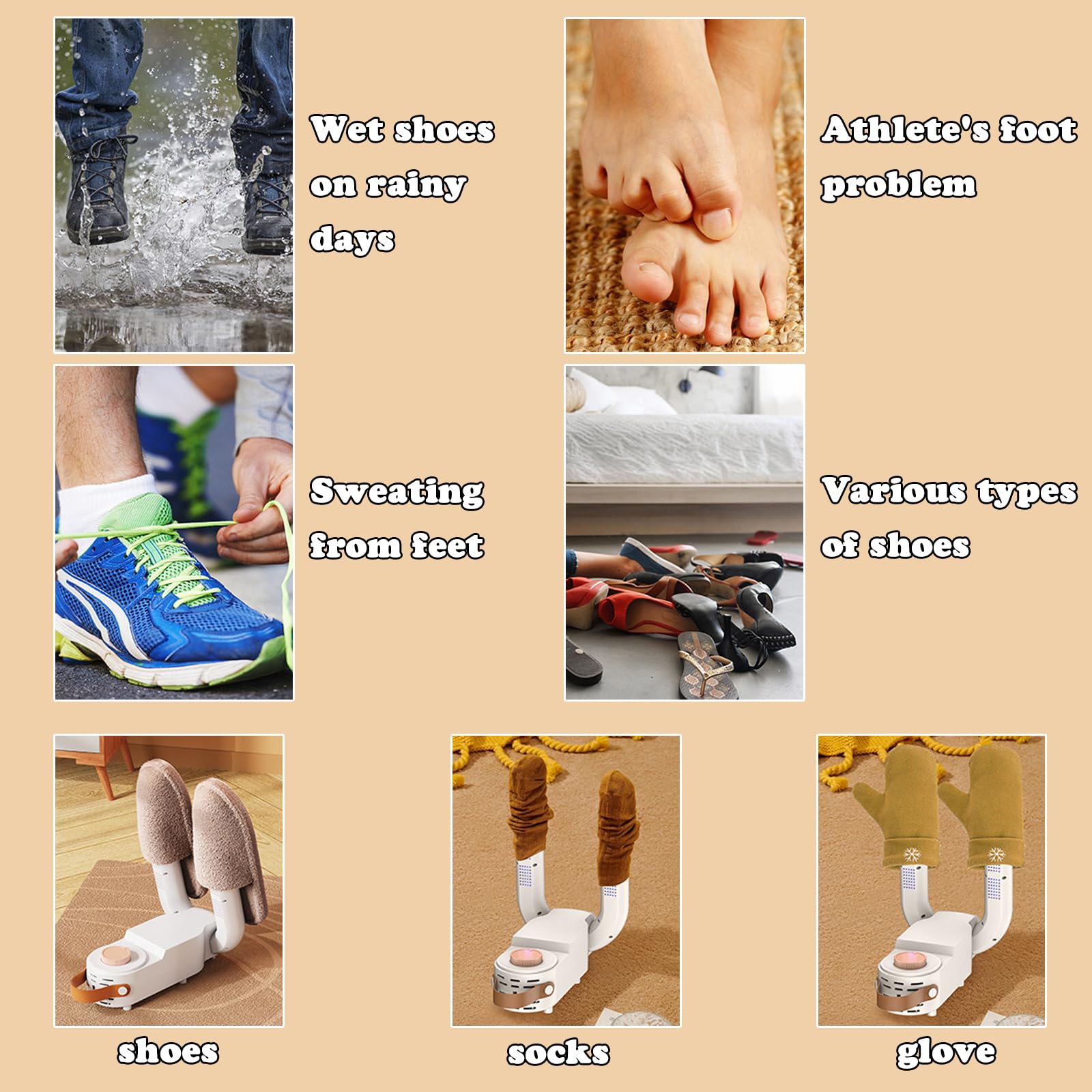 Sèche-bottes électrique – Chauffe-chaussures et gants portable avec support réglable et minuterie pour un séchage efficace des bottes, gants, chapeaux, chaussettes et équipement de ski