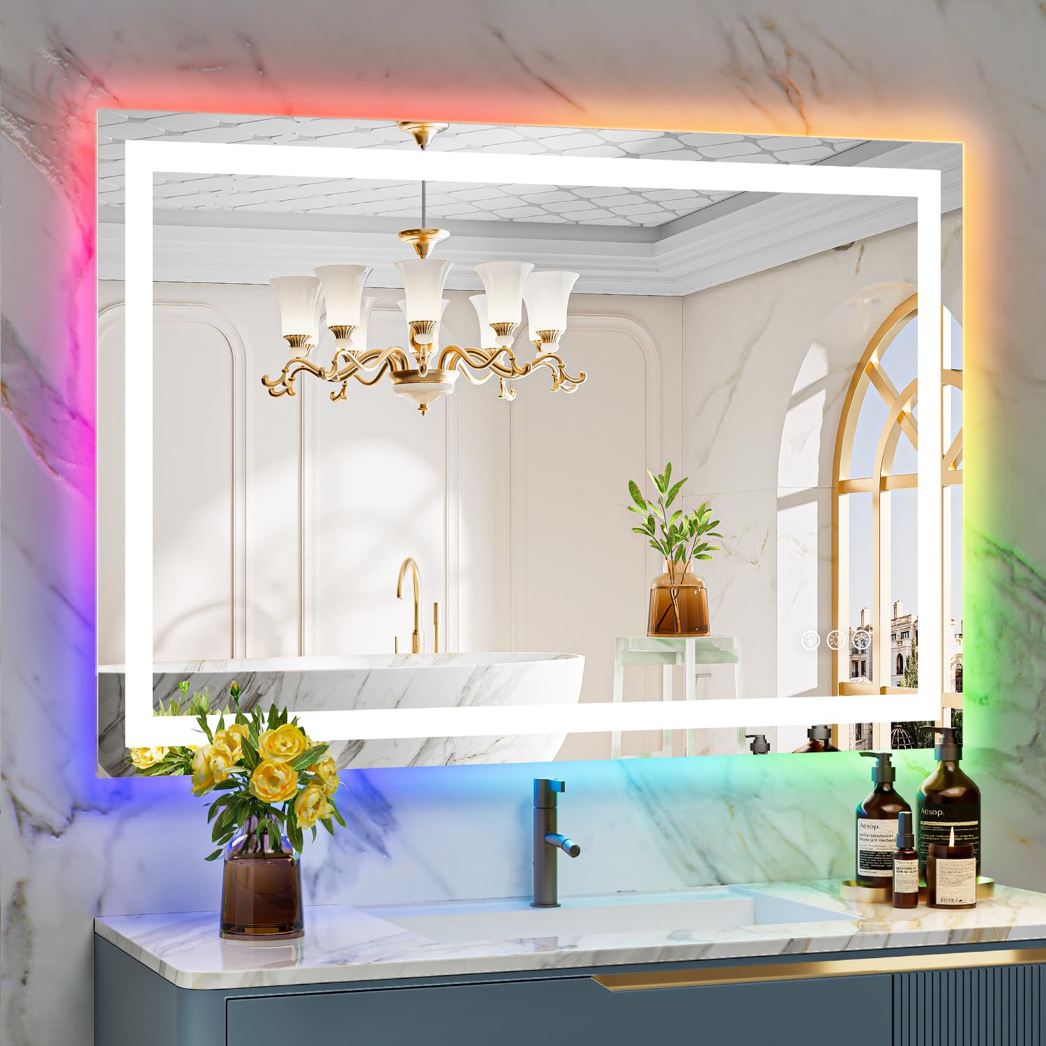 40x24 Inch RGB LED Bathroom Mirror