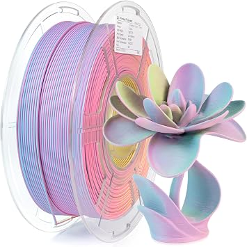 iSANMATE Matte Tri Colors PLA Filament 1.75mm, 3-in-1 Color Rainbow Filament, Coextrusion 3D Filament, Rapid Magic Color Change Filament 1.75mm, Dimensional Accuracy +/- 0.03 mm,Fluorite 1KG/Spool