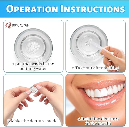 Miniatura 3 de Kit de reparación de dientes, kit de reemplazo de dientes falsos, cuentas moldeables de ajuste térmico para rellenar dientes faltantes y rotos o