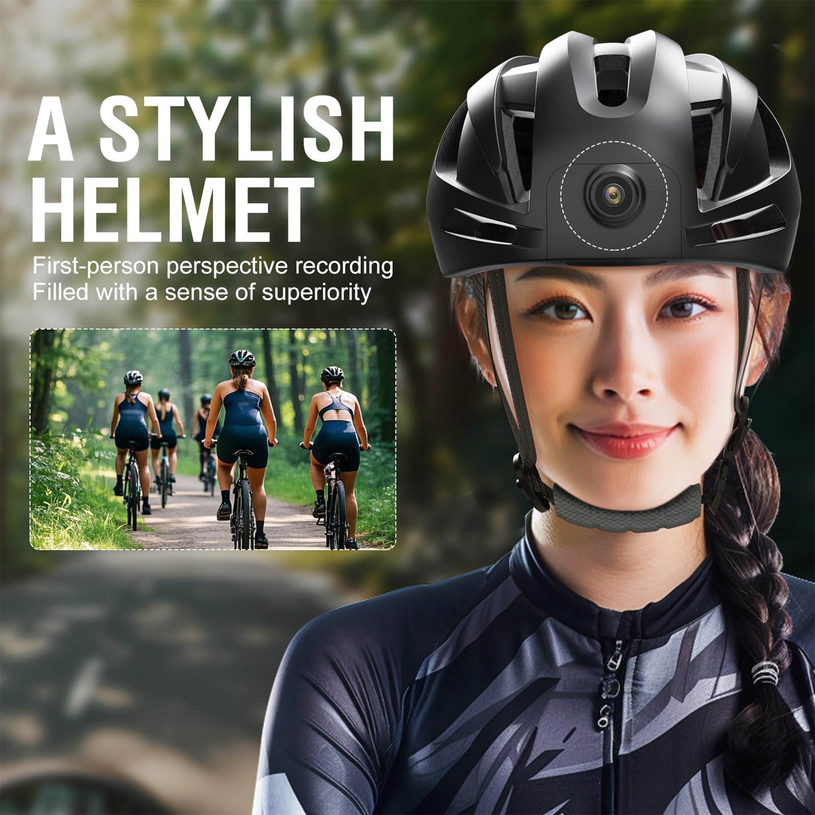 Luocute Casque de Vélo Intelligent avec Caméra 1080P et Clignotants
