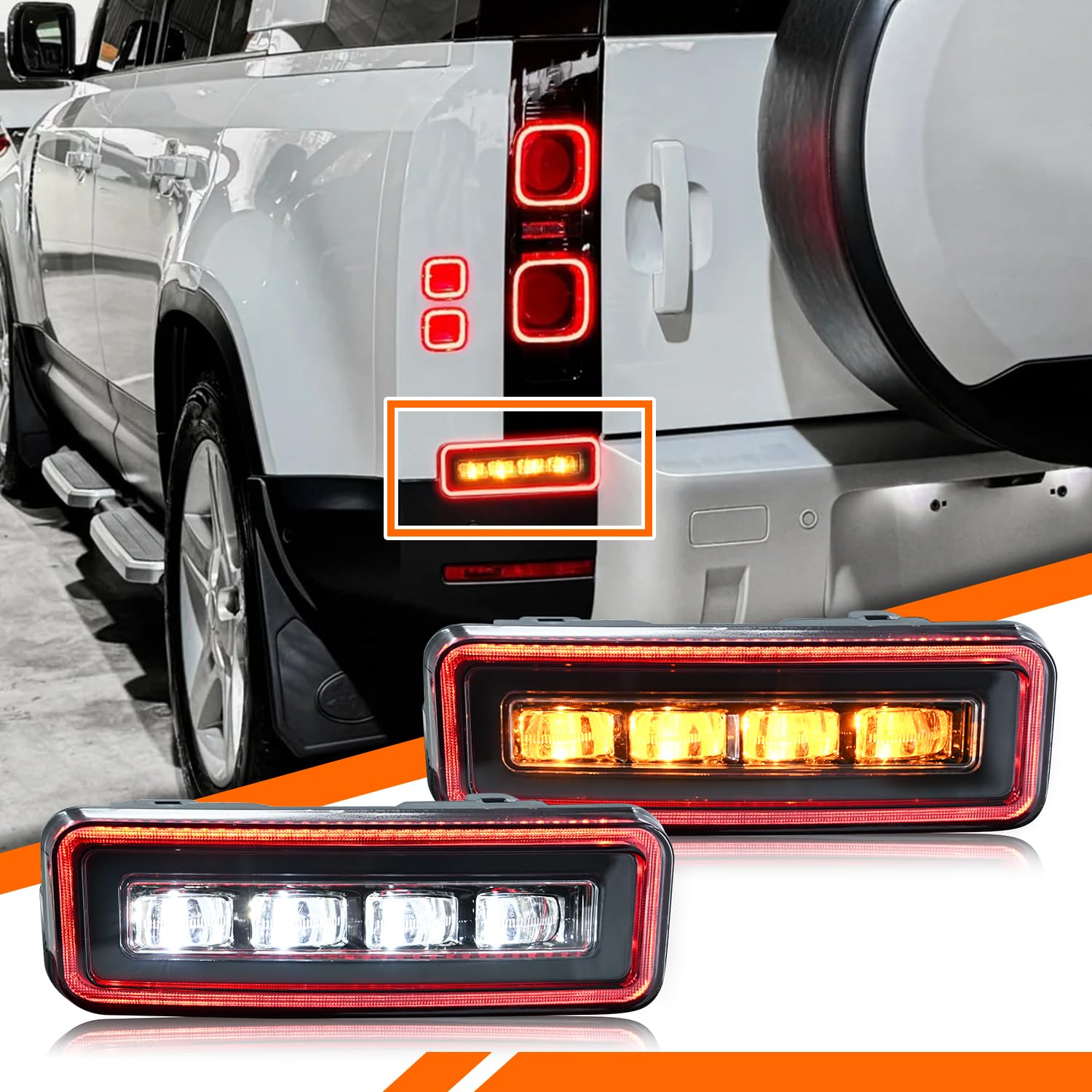 COOLDNA LED Rear Fog Light For 2020-2023 Land Rover Defender 90 110 130 Accessories/Rear Bumper Fog Light/Reflector Lights