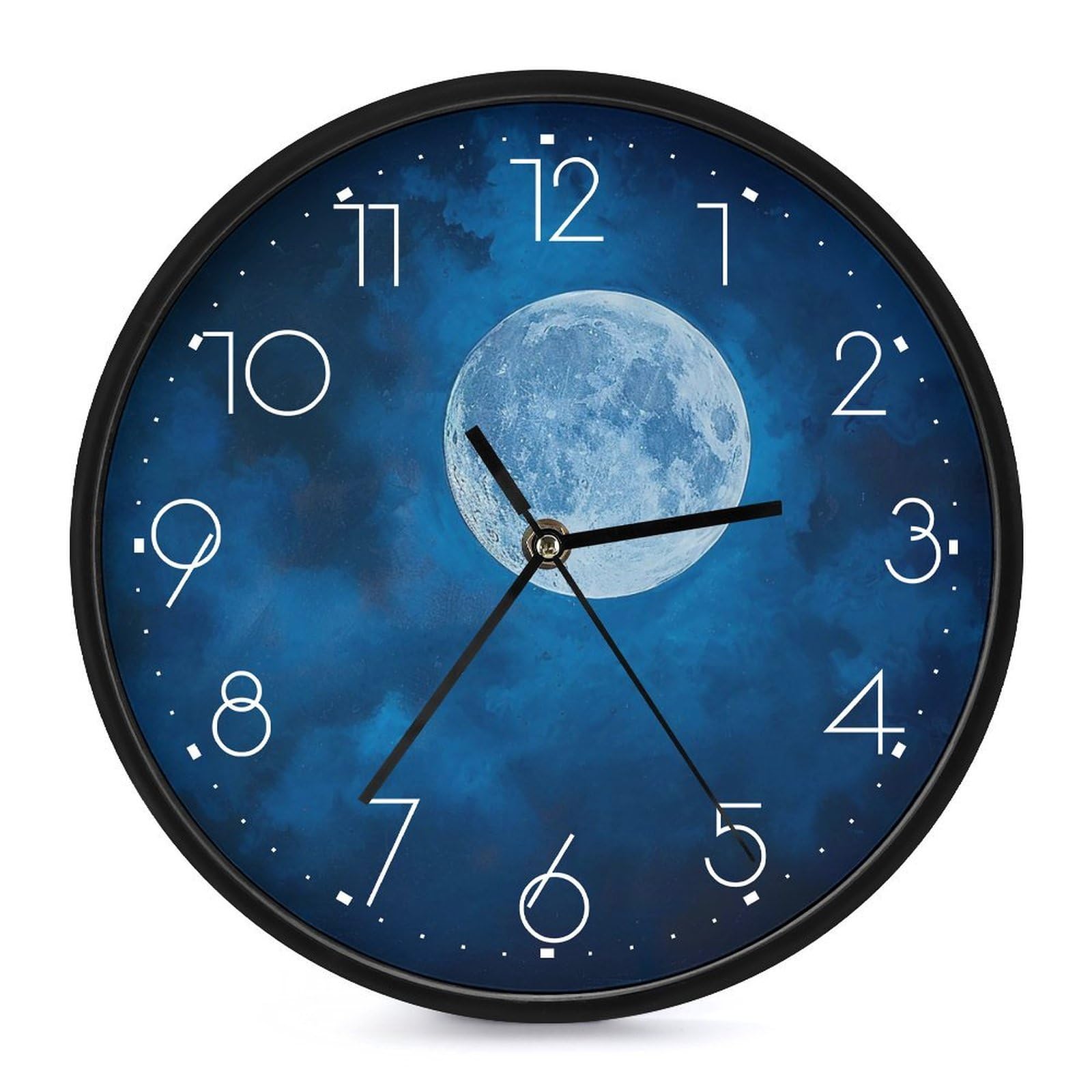 XOPEKVLAWM Wall Clock 10 Inch Non-Ticking Silent Modern Simple Style Round Decor Clocks Night And Mystery Clock Decorative Battery Operated Wall Clocks for Home Office Living Room Bedroom Kitchen