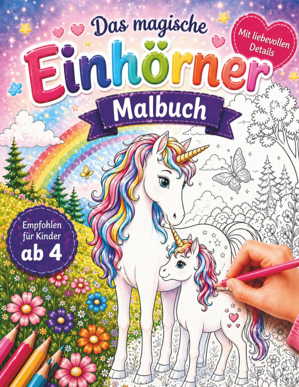 Das magische Einhörner Malbuch: 50 zauberhafte Ausmalbilder für Kinder ab 4 Jahren (Magische und coole Malbücher für kleine Künstler)