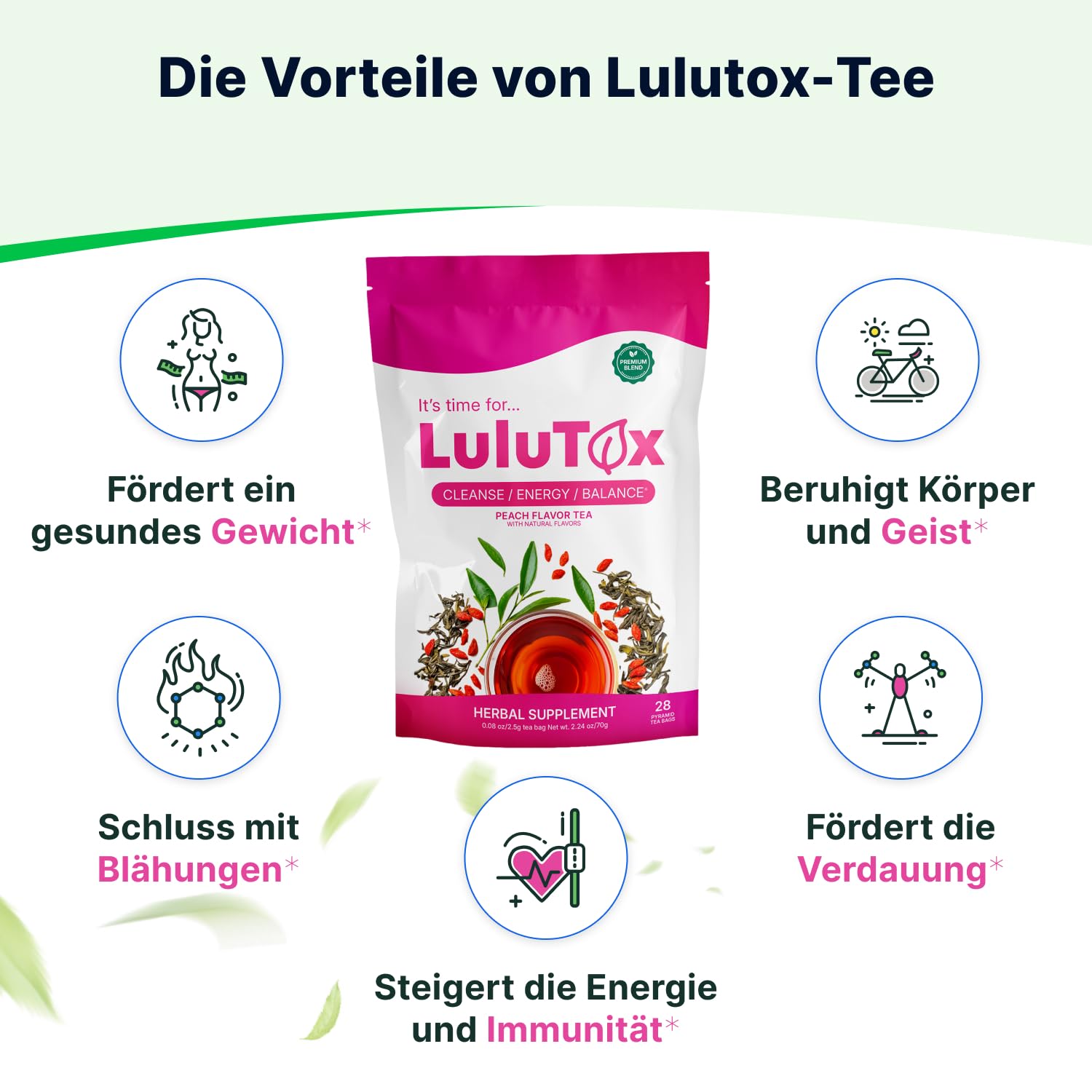 Lulutox Kräutertee Bundle – Kamille Lavendel Abendtee (28 Pyramiden-Teebeutel) & Pfirsich Kräutertee (84 Portionen) – Koffeinfreie Kräutertee Vielfalt