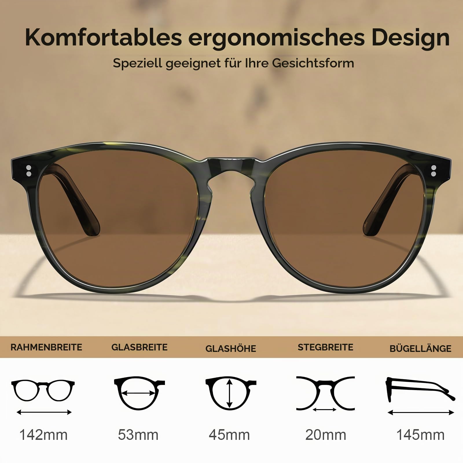 CARFIA Schicke Polarisierte Sonnenbrille für Herren Damen UV Schutz