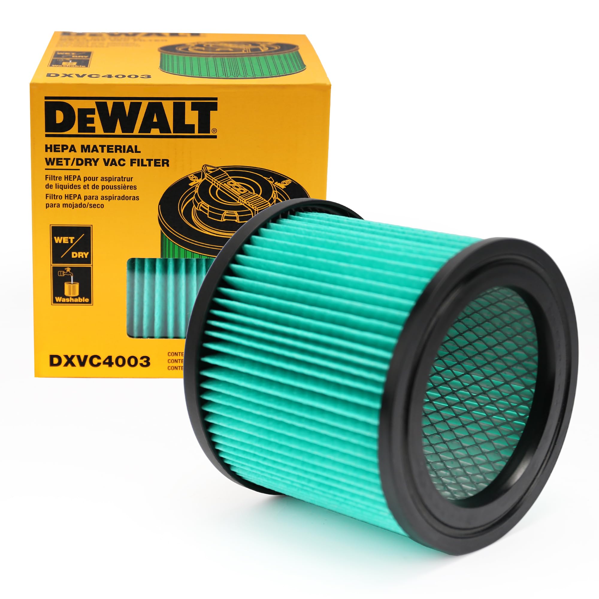 DeWalt DXVC4003 Filtr kasetowy HEPA, pasuje do odkurzaczy na mokro/na sucho, kompatybilny z odkurzaczami DeWalt DXV04T, DXV05P, DXV05S, DXV08S, DXV06G odkurzacze do mokrej i suchej