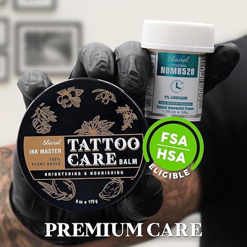 Miniatura 2 de Ebanel Numb520 - Juego de crema anestésica de lidocaína al 5% y bálsamo para el cuidado posterior del tatuaje, crema anestésica tópica para aliviar
