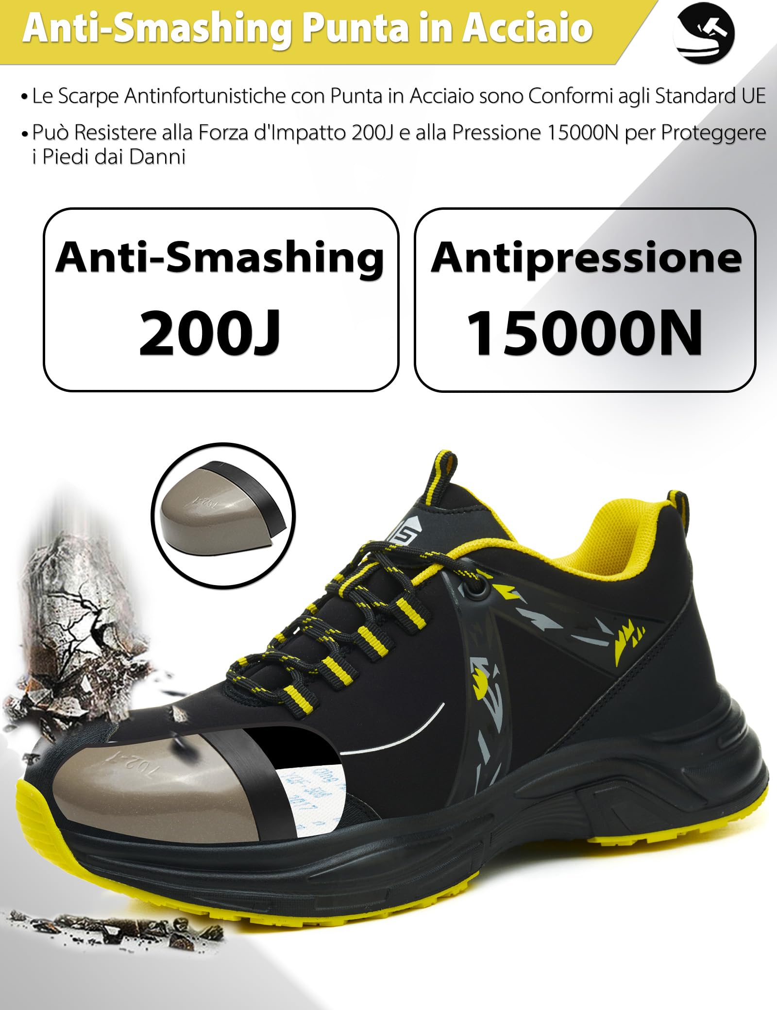 ISOOUS Scarpe Antinfortunistiche Uomo Scarpe da Lavoro Donna Leggere | Comode Scarpe da Sicurezza con Punta in Acciaio Antiscivolo Traspiranti Scarpe da Cantiere Sneaker Unisex