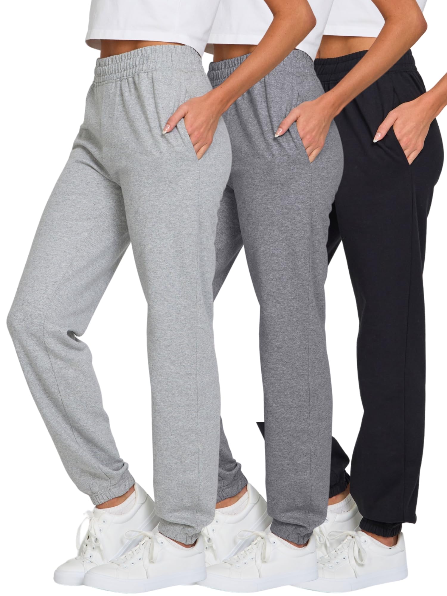 Ultra PerformanceWomens Sweatpants 3 Pack Cotton Joggers Women's Fleece Sweats Gym & Workout Pants for Women