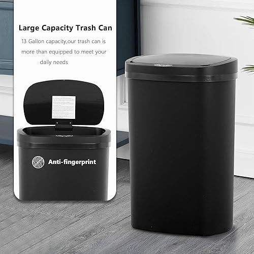 Miniatura 2 de Bote de basura de cocina de 13 galones50 L con tapa, bote de basura con tapa sin contacto, bonito bote de basura automático para baño, cubo de