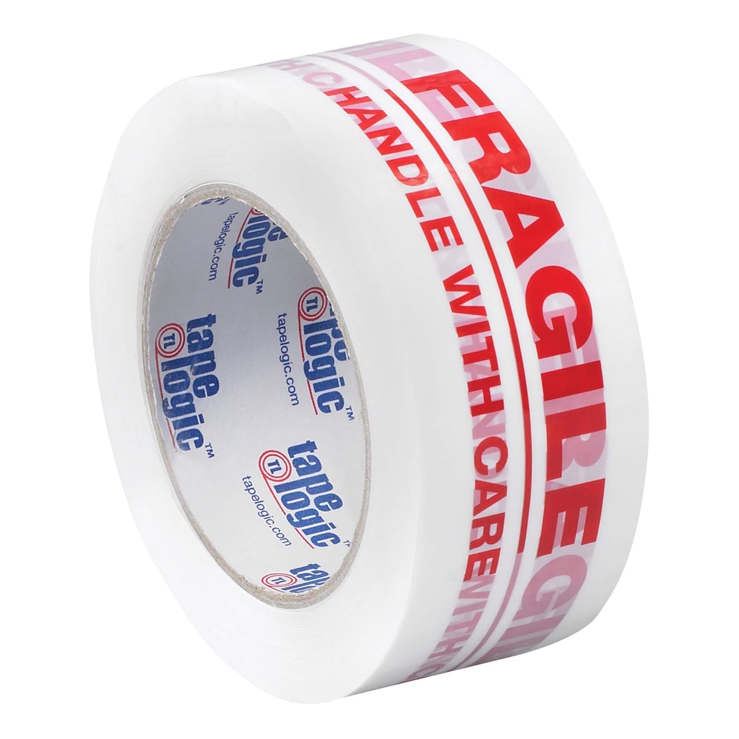 Tape Logic 2 Inch x 55 Yards Pre-Printed Packing Tape, Fragile Handle with Care", 2.2 Mil Thick, Red/White, 18 Pack, for Packaging, Shipping, Moving, Home and Office