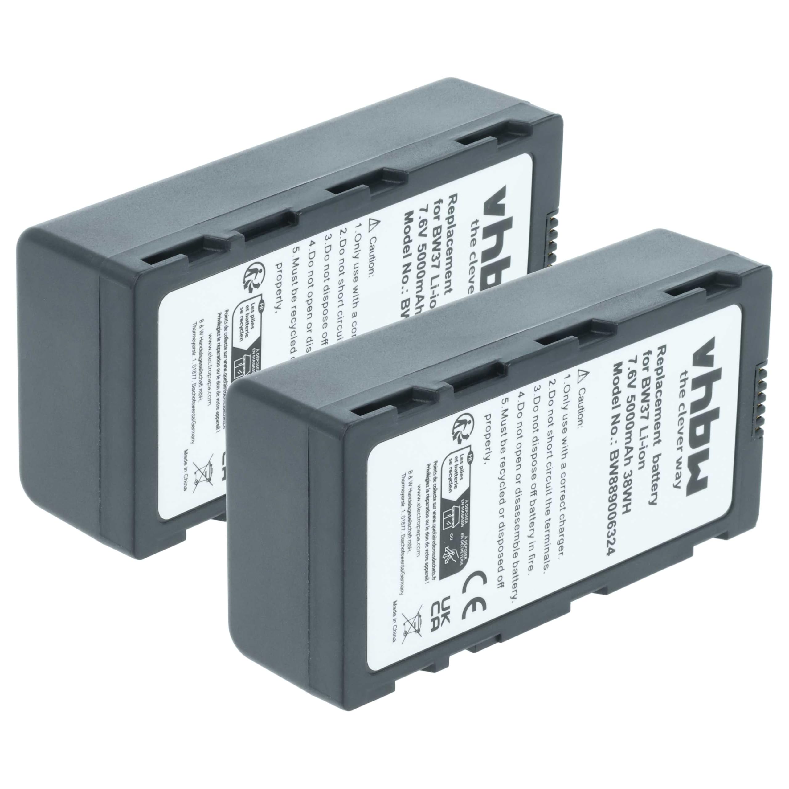 vhbw 2X Akku Ersatz für DJI WB37 | für Drohne Controller (5000 mAh, 7,4 V, Li-Polymer)