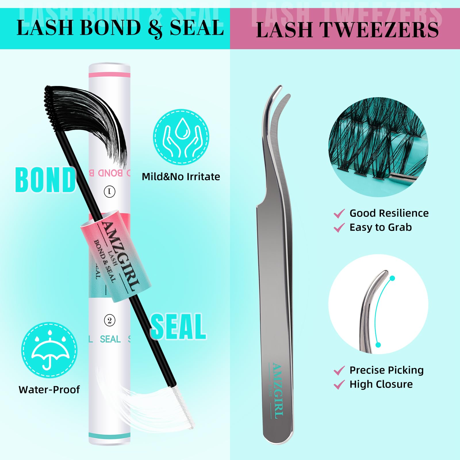 Lash Extension Kit 200pcs Individual Lash Clusters Kit 40D Eyelash Extension Diy D Curl Cluster Lashes Kit with Cluster Lashes Wispy,Waterproof Lash Bond and Seal,Eyelash Extension Tweezers - Image 4