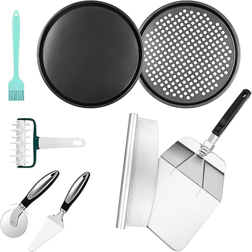 Kit para hacer pizza con cáscara de pizza de 12 x 14 pulgadas, bandeja para pizza de 12 pulgadas, balancín cortador de pizza de 14 pulgadas, juego