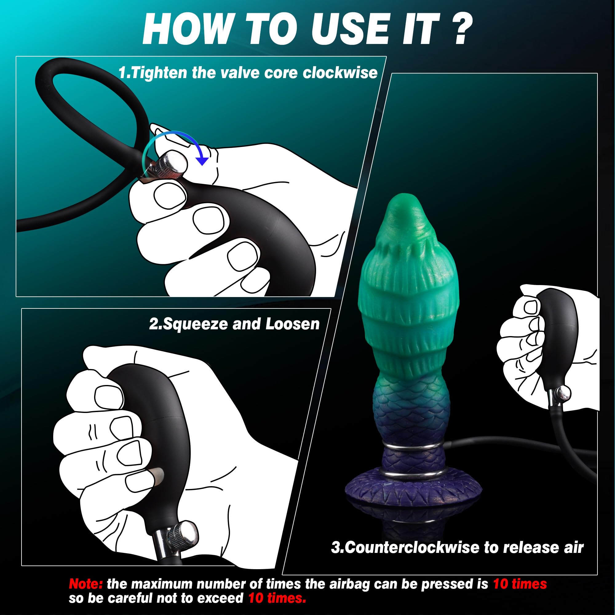 Monster Dildo Inflatable Fantasy Dildo with Adjustable Thickness, Huge Horse Dildos Inflatable Butt Plug Thick Anal Dildos with Strong Suction Cup, Adult Toys for Women Men