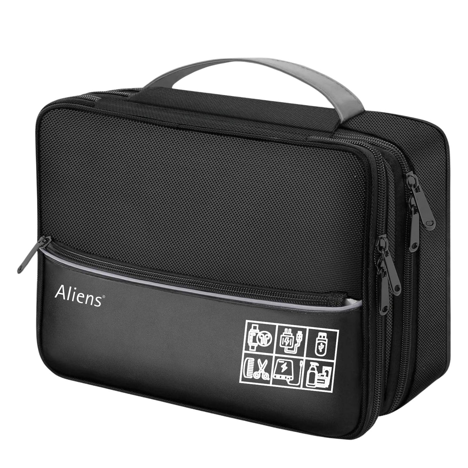 Aliens 2.0V Double Layer Gadget Travel Tech Organizer Case Bag Pouch/Electronic/Toiletry Organiser/Cosmetic Kit Polyester Water-Proof for Ipad,Charger,Hard Disk,Cables,PC & Laptop Accessories-image-49