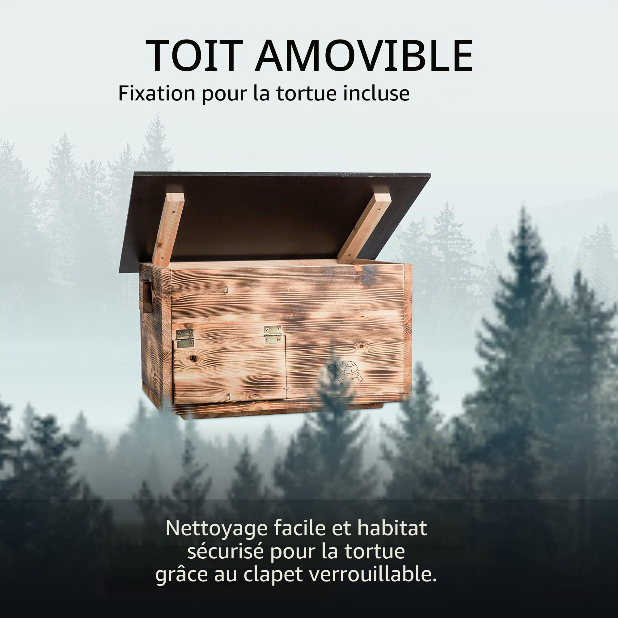 Abri pour Tortues de qualité supérieure (SH1) - en Bois Massif - Résistant aux intempéries - avec Fond et Porte - Ventilation réglable - Enclos pour