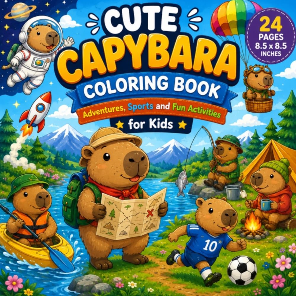 Cute Capybara Coloring Book