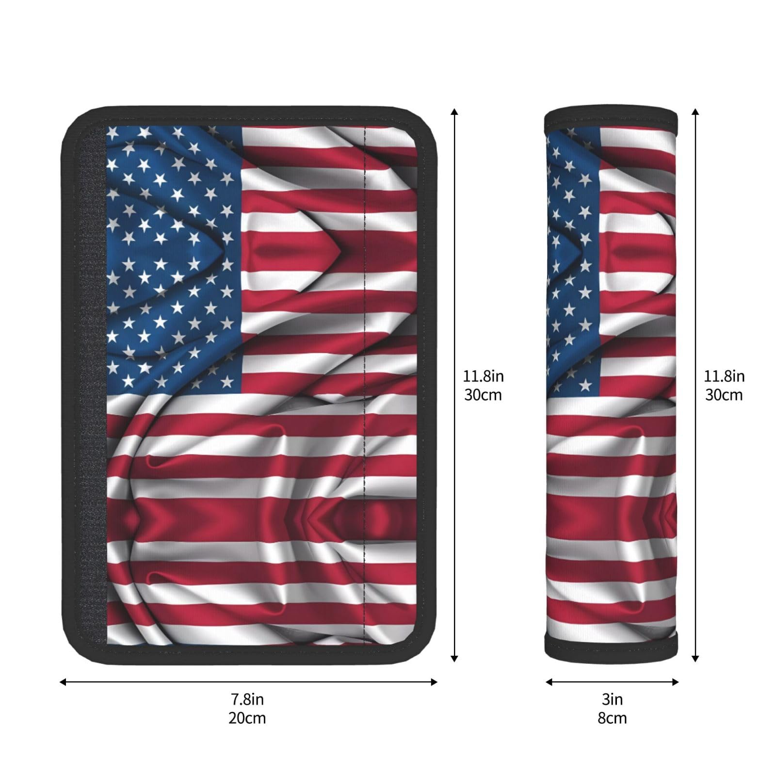 Quteprint 2 Coprisedili Per Cinture Di Sicurezza Auto – Morbidi In Flanella Con Bandiera Americana – Taglie S E M - 2