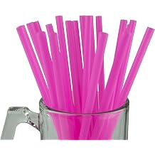Made in USA Individually Wrapped Non-toxic & BPA-free Plastic Smoothie Drinking Straws 250-Count, Pink