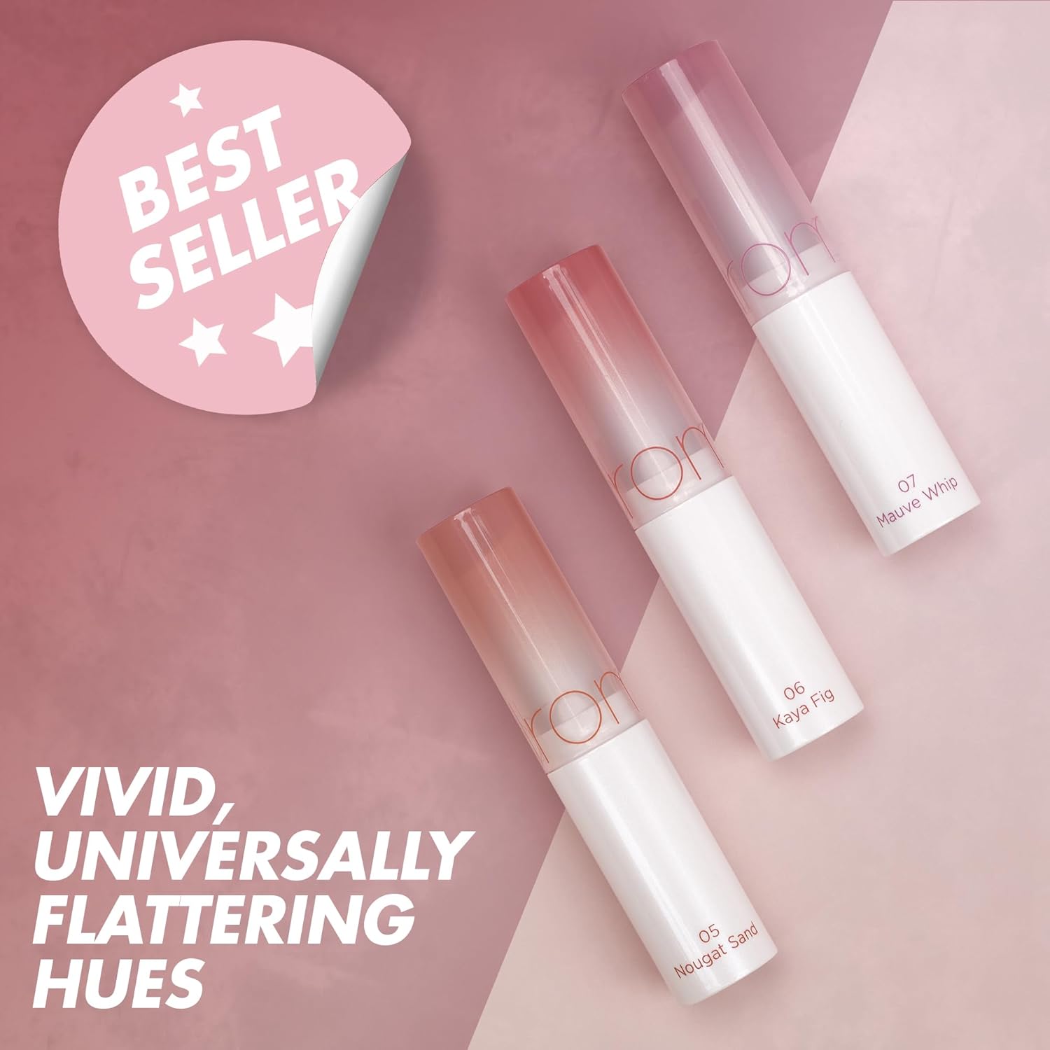 rom&nd Glasting Melting Balm Trio | Hydrating Lip Balm Set for Crystal Shine & Vivid Daily Colors | Non-Sticky, Gentle Formula for Plump, Dewy Lips | #05 Nougat Sand, #06 Kaya Fig, #07 Mauve Whip - Image 4