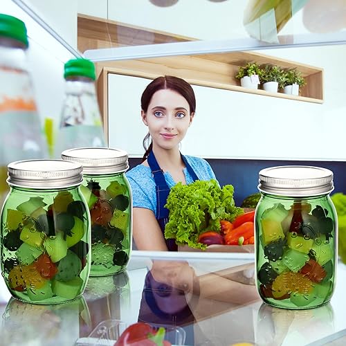Miniatura 6 de Pinkunn 12 tarros Mason con tapas de 16 onzas, tarros de conserva de boca regular, tarros de vidrio vintage, herméticos a granel, multifuncionales,