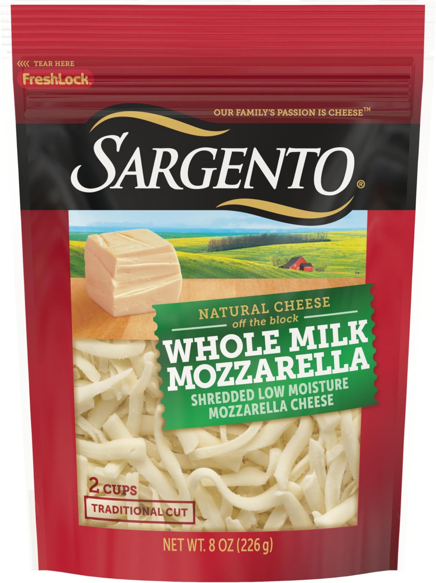 Sargento Whole Milk Mozzarella Shredded Cheese, Traditional, 8 oz.