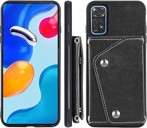 Miniatura 7 de Asuwish Funda de teléfono para Xiaomi Redmi Note 11S11 4G Wallet Cover con protector de pantalla de vidrio templado y soporte para tarjeta de