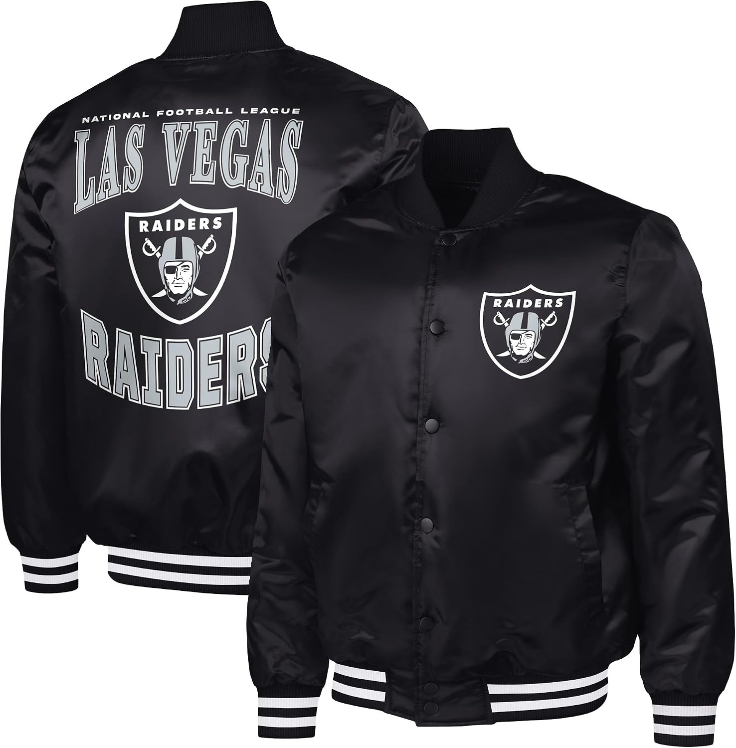 G-III Sports Men's NFL Adaptive Team Graphic Satin Full-Snap Varsity Jacket