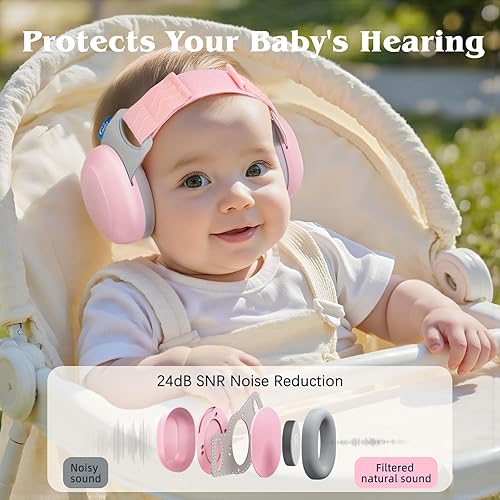 Miniatura 2 de Bella's Friends Protección de oídos para bebés y niños pequeños (3 a 48 meses), auriculares con cancelación de ruido de 24 dB, cómodas orejeras para